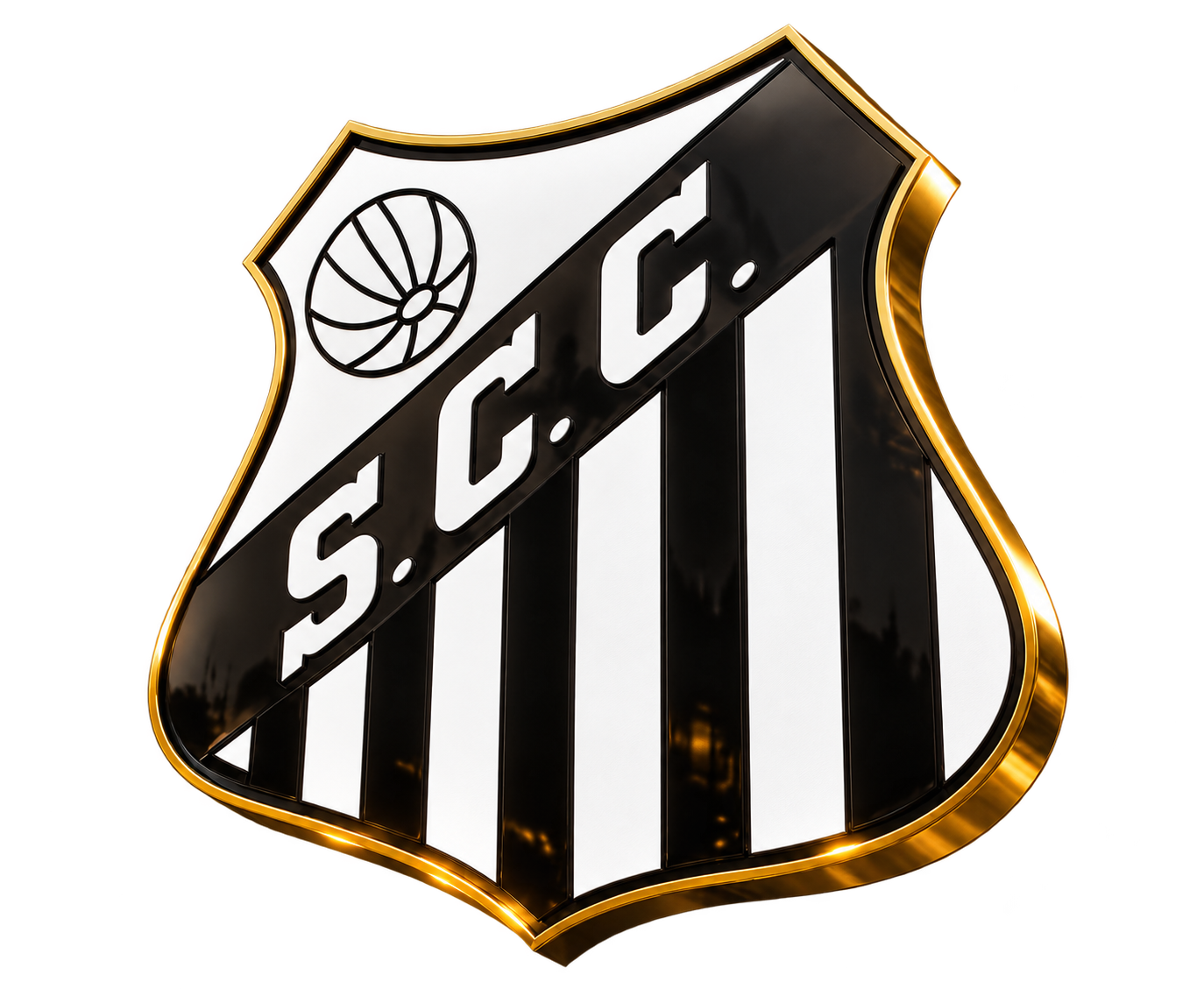Escudo SCC em preto, branco e dourado